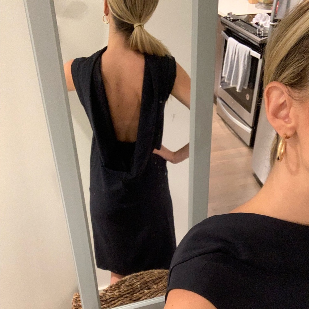 Morgane Le Fay New York navy scoop back dress